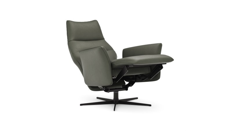 Relaxsessel Trona - Größe M, inkl. Relaxfunktion, Leder, Olive