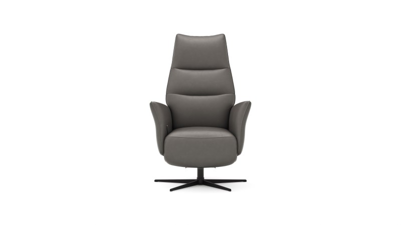 Relaxsessel Trona - Größe L, inkl. Relaxfunktion, Leder, Graubeige
