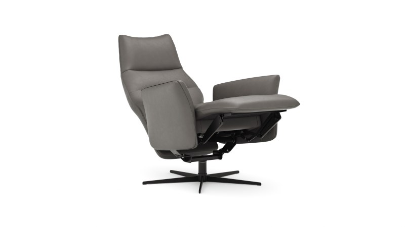 Relaxsessel Trona - Größe L, inkl. Relaxfunktion, Leder, Graubeige