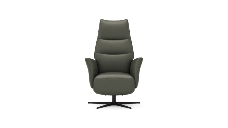 Relaxsessel Trona - Größe L, inkl. Relaxfunktion, Leder, Olive