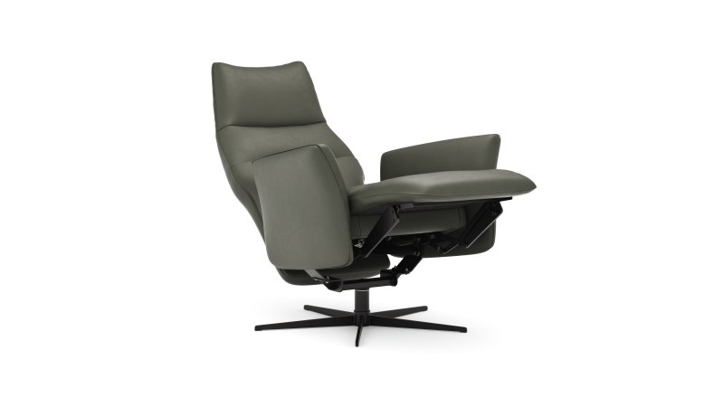 Relaxsessel Trona - Größe L, inkl. Relaxfunktion, Leder, Olive