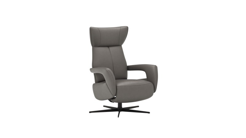 Relaxsessel Trona - Größe S, inkl. Relaxfunktion, Leder, Graubeige