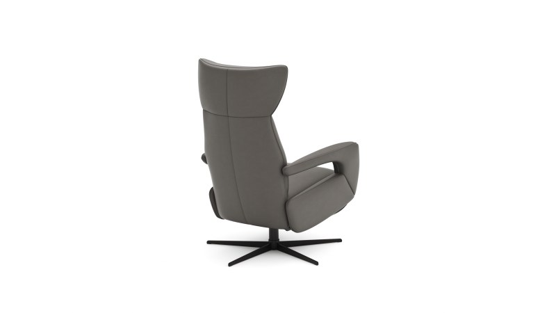 Relaxsessel Trona - Größe S, inkl. Relaxfunktion, Leder, Graubeige