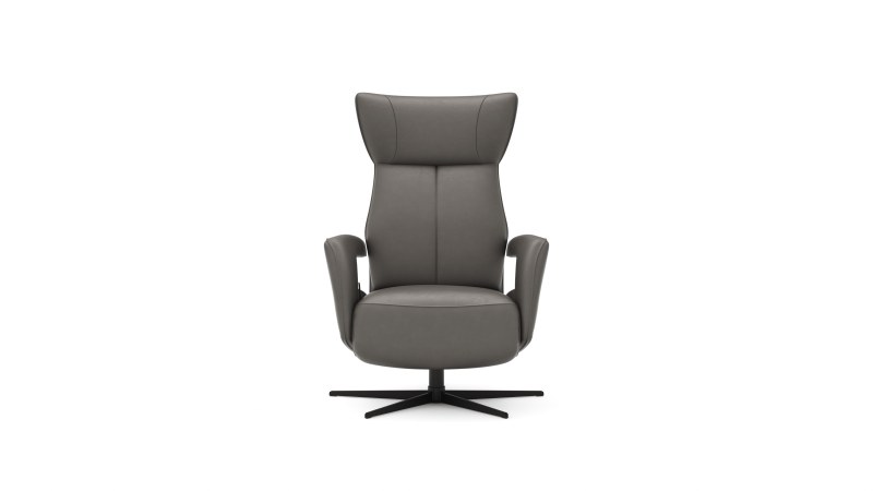 Relaxsessel Trona - Größe S, inkl. Relaxfunktion, Leder, Graubeige