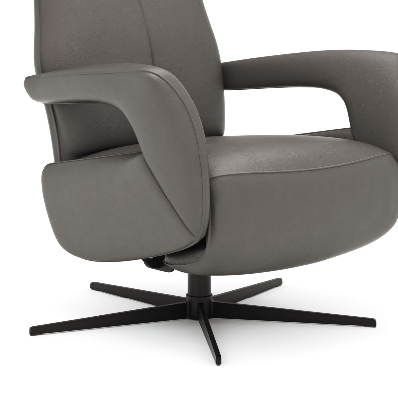 Relaxsessel Trona - Größe S, inkl. Relaxfunktion, Leder, Graubeige