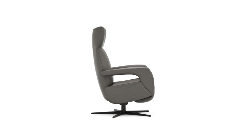 Relaxsessel Trona - Größe S, inkl. Relaxfunktion, Leder, Graubeige