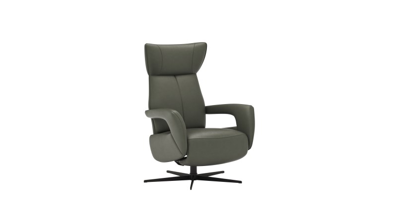 Relaxsessel Trona - Größe S, inkl. Relaxfunktion, Leder, Olive