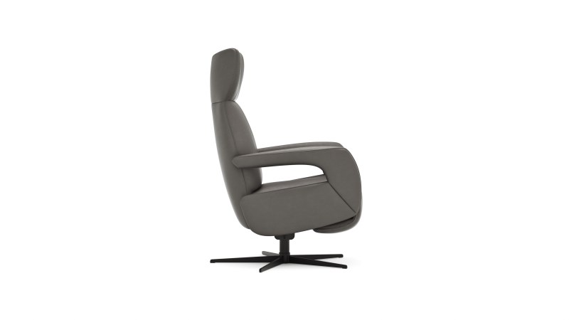 Relaxsessel Trona - Größe M, inkl. Relaxfunktion, Leder, Graubeige