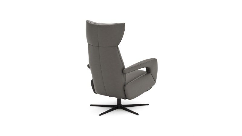 Relaxsessel Trona - Größe M, inkl. Relaxfunktion, Leder, Graubeige
