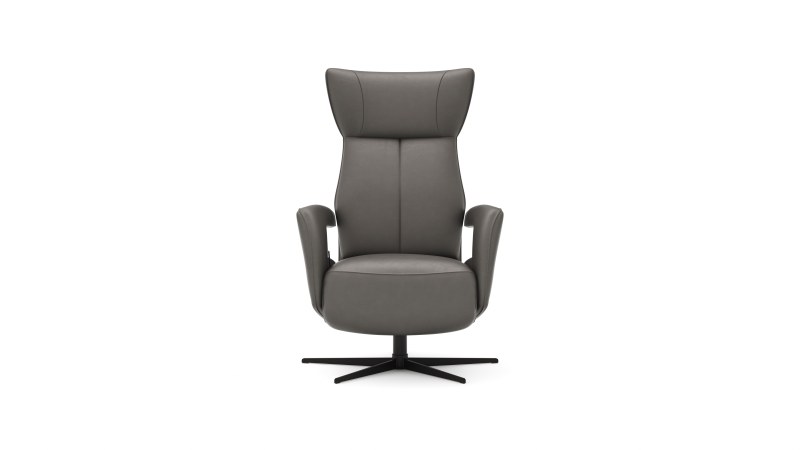 Relaxsessel Trona - Größe M, inkl. Relaxfunktion, Leder, Graubeige