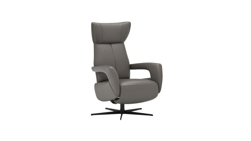 Relaxsessel Trona - Größe M, inkl. Relaxfunktion, Leder, Graubeige