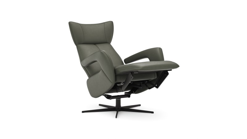 Relaxsessel Trona - Größe M, inkl. Relaxfunktion, Leder, Olive