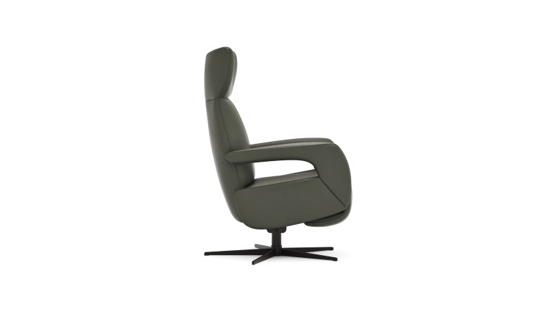 Relaxsessel Trona - Größe M, inkl. Relaxfunktion, Leder, Olive