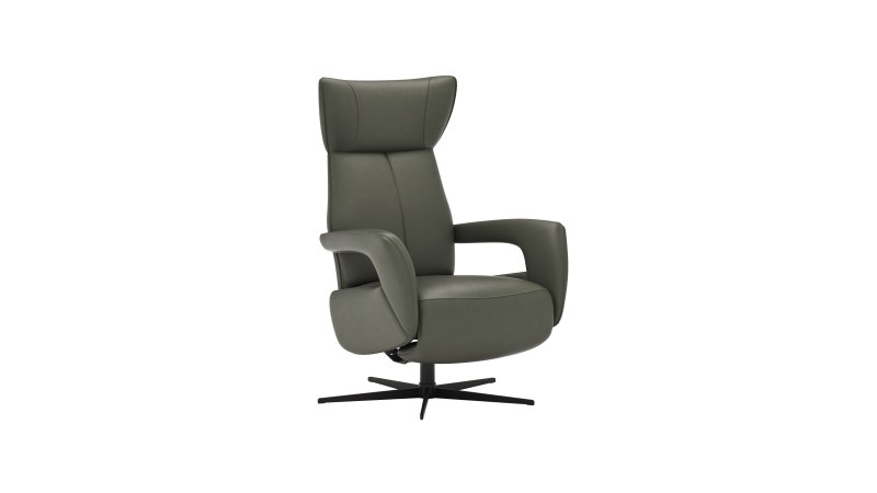 Relaxsessel Trona - Größe M, inkl. Relaxfunktion, Leder, Olive