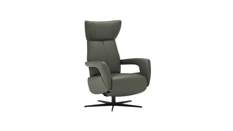 Relaxsessel Trona - Größe M, inkl. Relaxfunktion, Leder, Olive