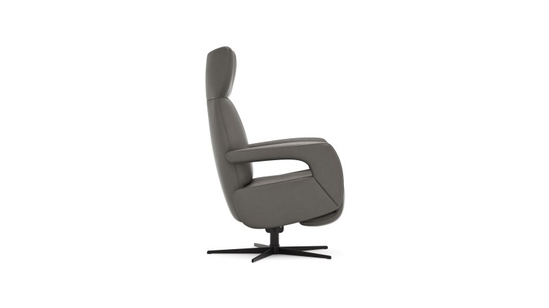 Relaxsessel Trona - Größe L, inkl. Relaxfunktion, Leder, Graubeige