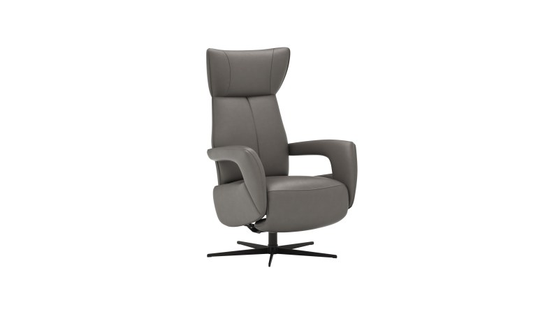 Relaxsessel Trona - Größe L, inkl. Relaxfunktion, Leder, Graubeige