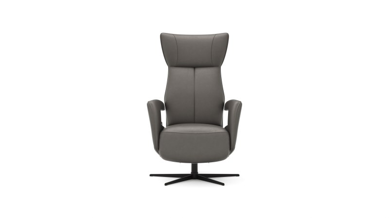 Relaxsessel Trona - Größe L, inkl. Relaxfunktion, Leder, Graubeige