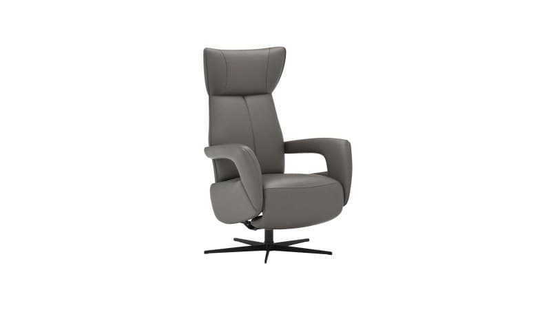 Relaxsessel Trona - Größe L, inkl. Relaxfunktion, Leder, Graubeige