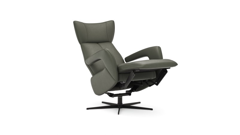Relaxsessel Trona - Größe L, inkl. Relaxfunktion, Leder, Olive