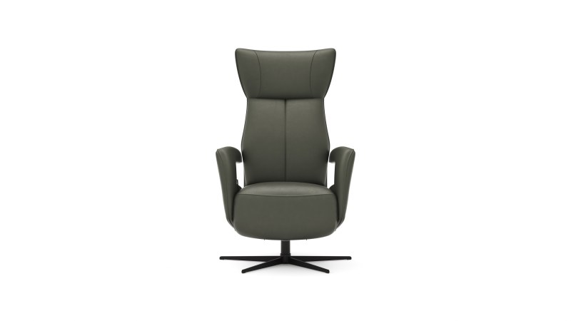 Relaxsessel Trona - Größe L, inkl. Relaxfunktion, Leder, Olive