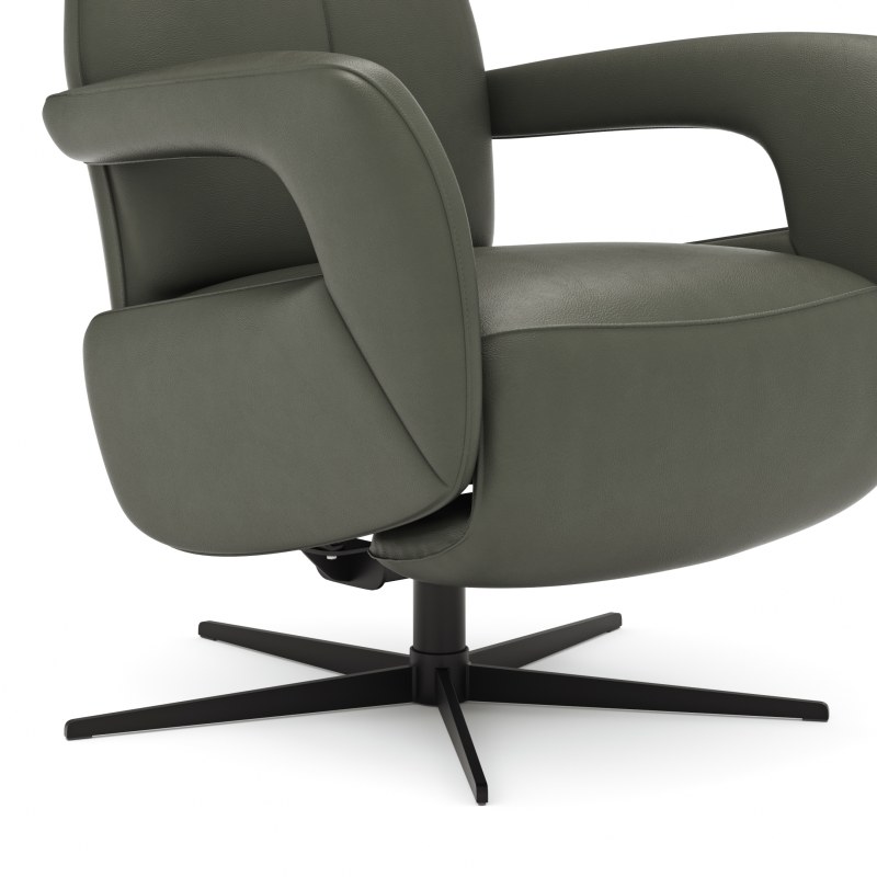 Relaxsessel Trona - Größe L, inkl. Relaxfunktion, Leder, Olive