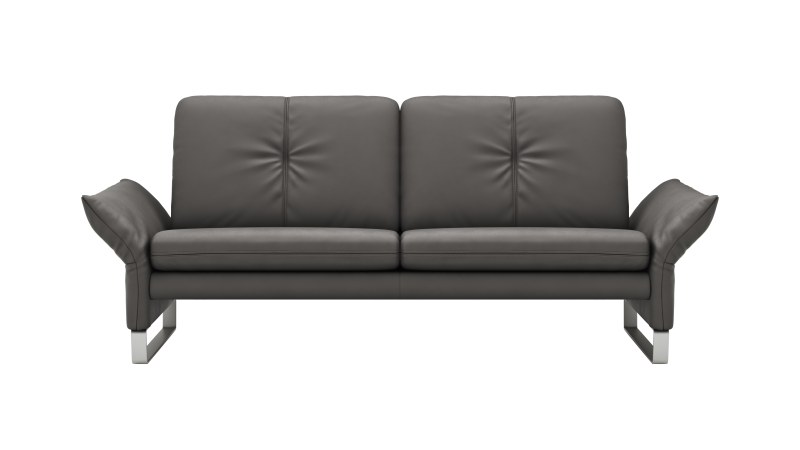 Sofa Tenero - 2,5-Sitzer inkl. Armlehne verstellbar, Leder, Anthrazit