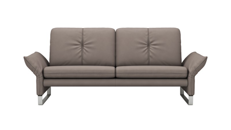Sofa Tenero - 2,5-Sitzer inkl. Armlehne verstellbar, Leder, Graubraun