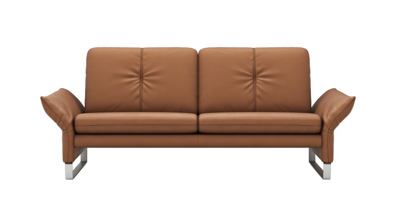 Sofa Tenero - 2,5-Sitzer inkl. Armlehne verstellbar, Leder, Cognac