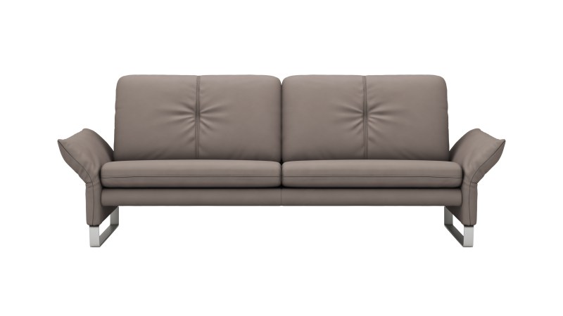 Sofa Tenero - 3-Sitzer inkl. Armlehne verstellbar, Leder, Graubraun