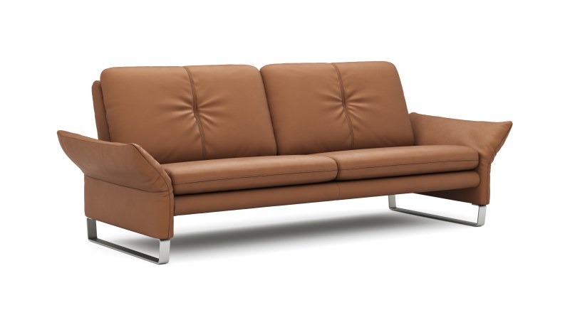 Sofa Tenero - 3-Sitzer inkl. Armlehne verstellbar, Leder, Cognac