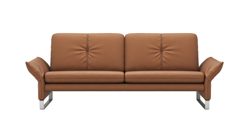 Sofa Tenero - 3-Sitzer inkl. Armlehne verstellbar, Leder, Cognac