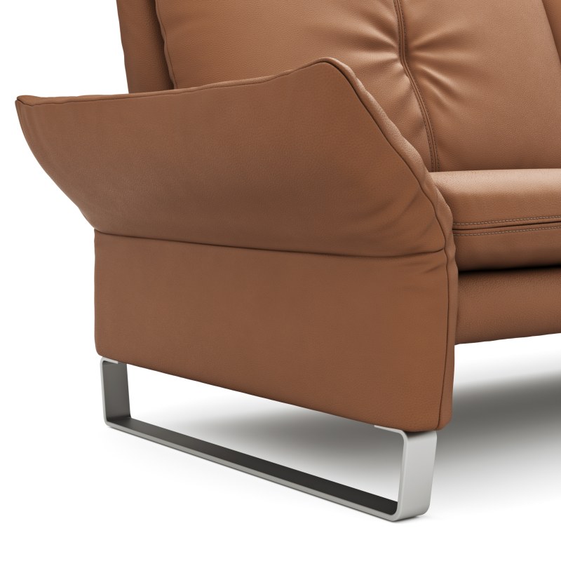 Sofa Tenero - 3-Sitzer inkl. Armlehne verstellbar, Leder, Cognac