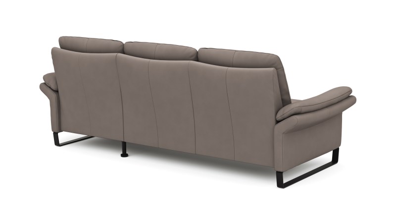 Ecksofa Tenero - 2-Sitzer mit Longchair rechts, Leder, Graubraun