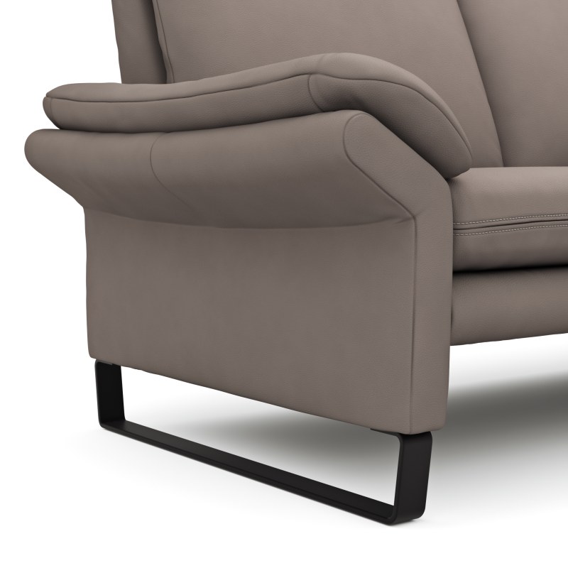 Ecksofa Tenero - 2-Sitzer mit Longchair rechts, Leder, Graubraun