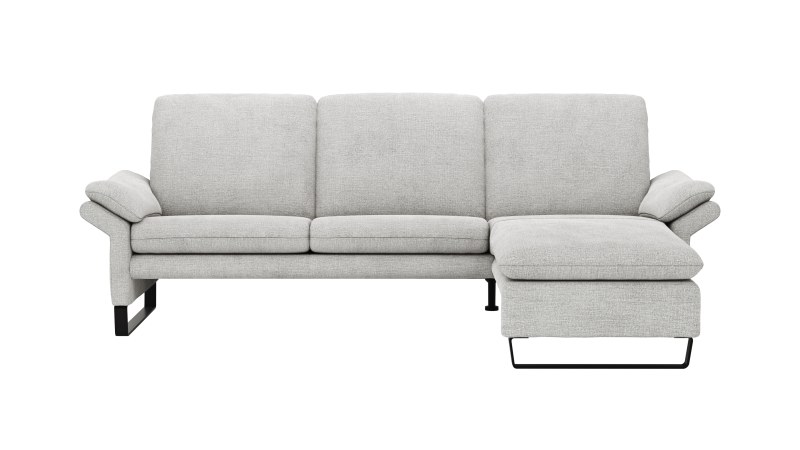 Ecksofa Tenero - 2-Sitzer mit Longchair rechts, Stoff, Hellgrau