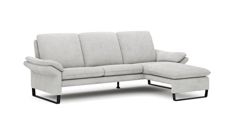 Ecksofa Tenero - 2-Sitzer mit Longchair rechts, Stoff, Hellgrau