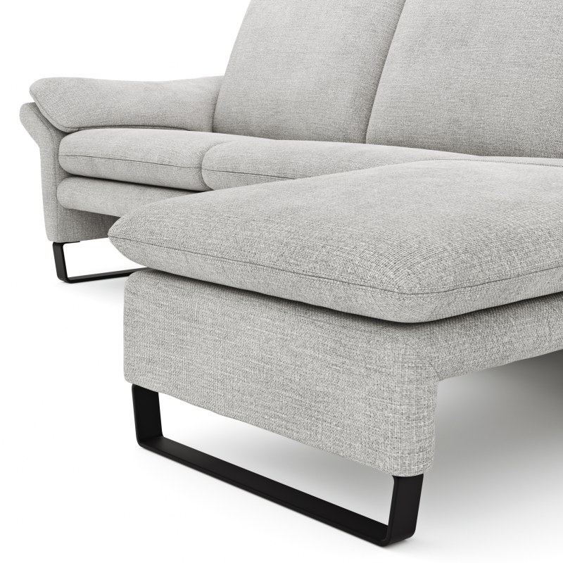 Ecksofa Tenero - 2-Sitzer mit Longchair rechts, Stoff, Hellgrau