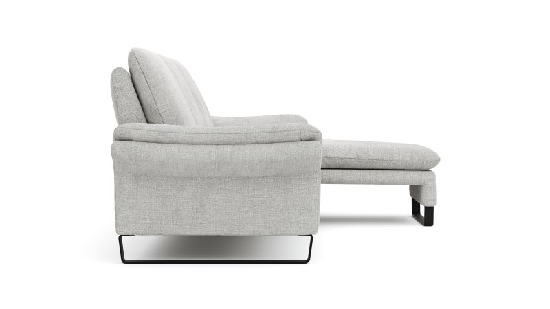 Ecksofa Tenero - 2-Sitzer mit Longchair rechts, Stoff, Hellgrau