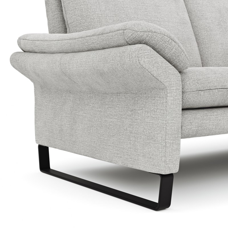 Ecksofa Tenero - 2-Sitzer mit Longchair rechts, Stoff, Hellgrau