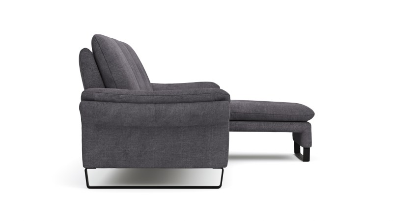 Ecksofa Tenero - 2-Sitzer mit Longchair rechts, Stoff, Dunkelgrau