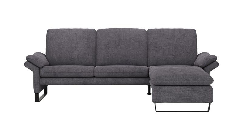 Ecksofa Tenero - 2-Sitzer mit Longchair rechts, Stoff, Dunkelgrau