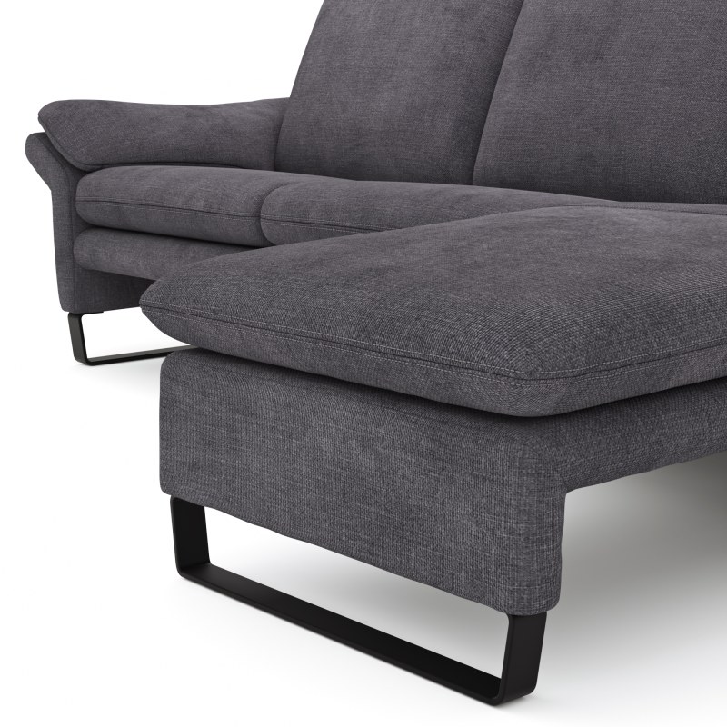 Ecksofa Tenero - 2-Sitzer mit Longchair rechts, Stoff, Dunkelgrau