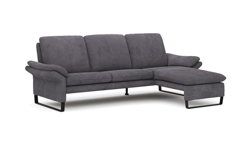 Ecksofa Tenero - 2-Sitzer mit Longchair rechts, Stoff, Dunkelgrau