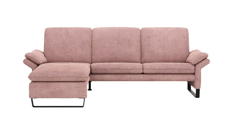 Ecksofa Tenero - Longchair links mit 2-Sitzer, Stoff, Helles Rosa