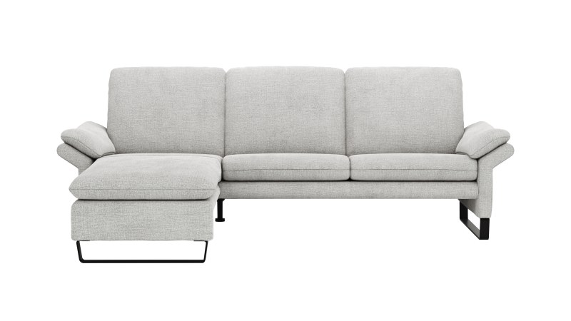 Ecksofa Tenero - Longchair links mit 2-Sitzer, Stoff, Hellgrau