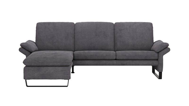Ecksofa Tenero - Longchair links mit 2-Sitzer, Stoff, Dunkelgrau