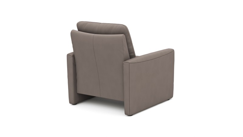 Sessel Tenero - inkl. Relaxfunktion, Leder, Graubraun