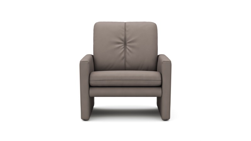 Sessel Tenero - inkl. Relaxfunktion, Leder, Graubraun
