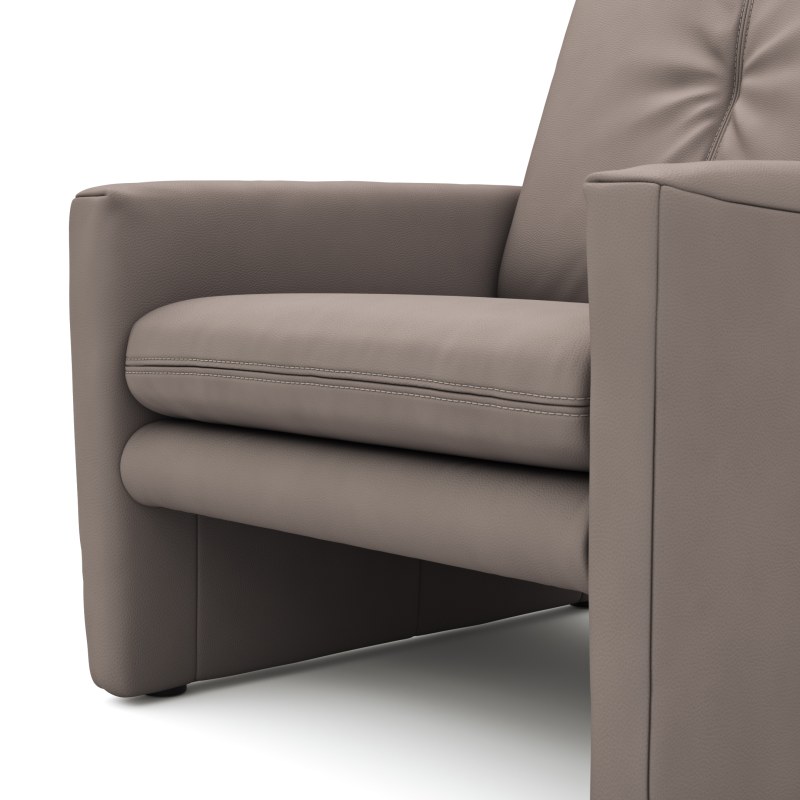 Sessel Tenero - inkl. Relaxfunktion, Leder, Graubraun